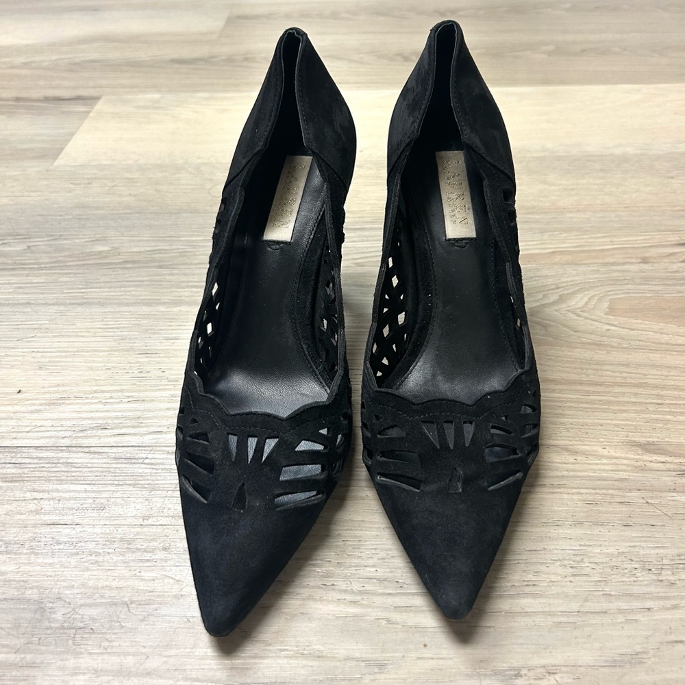 Lauren Ralph Lauren Shoes Black Suede Pump Heels Dressy Women Sz 9 B Sania - Picture 2 of 12